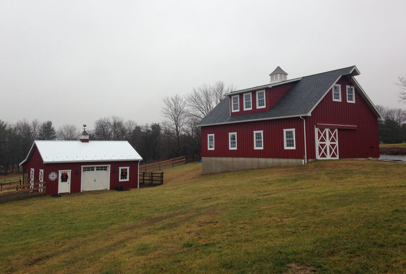 two red barns